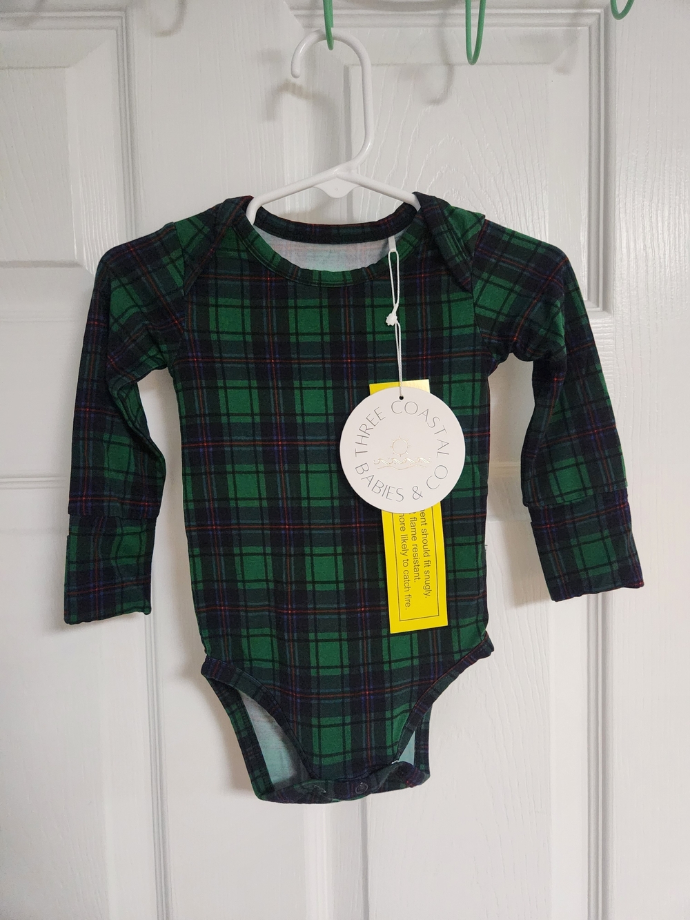 Three Coastal Babies "Ralphie" Green Plaid Long-Sleeve Bodysuit